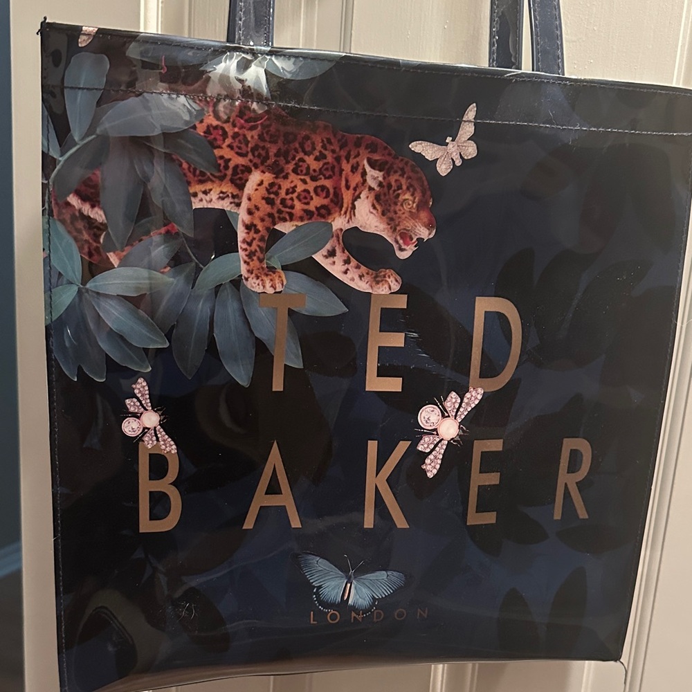 Ted Baker Blue Tote with Leopard and Butterfly Design